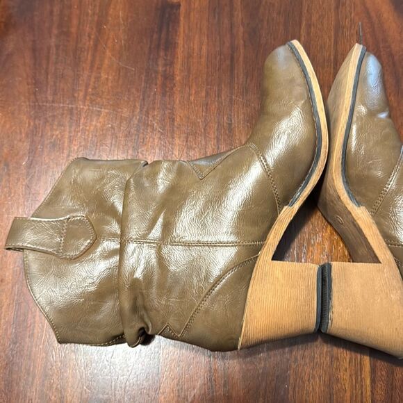 Charles Albert Light Brown Faux Leather Heeled Slouch Boots Women’s US 9 M - Picture 2 of 7